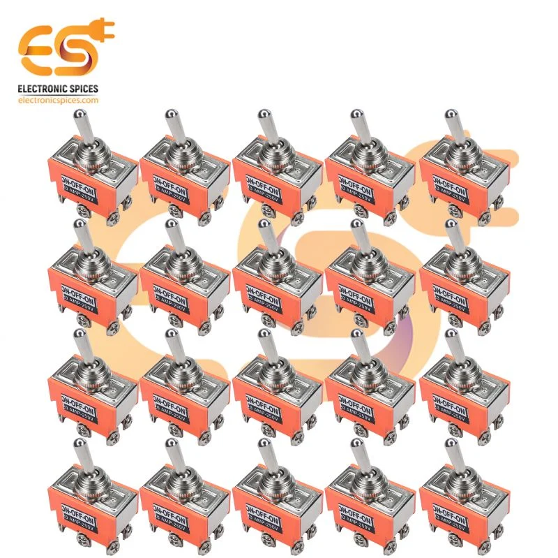 20Amp 250V 6 Pin Mini Toggle Switch ON / OFF, Orange Color 20pcs