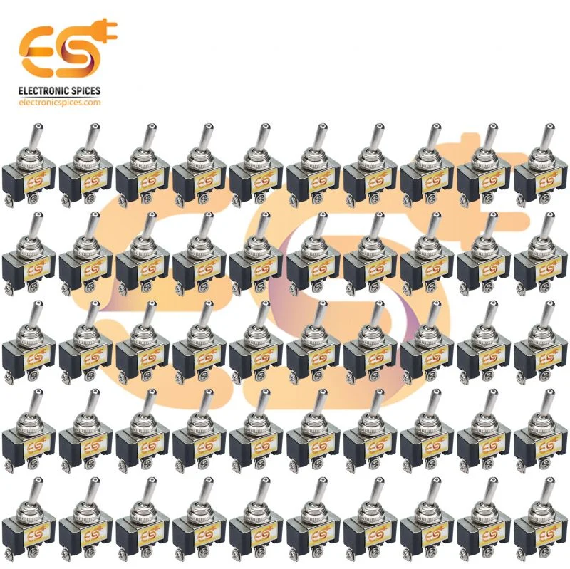 6Amp 250V 2 Pin Mini Toggle Switch ON / OFF, Black Color 50pcs