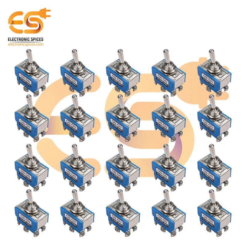 15Amp 250V 6 Pin Mini Toggle Switch ON / OFF, Blue Color 20pcs