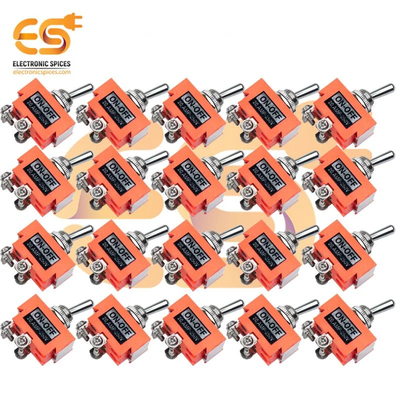 20Amp 250V 4 Pin Mini Toggle Switch ON / OFF, OrangeColor 20pcs