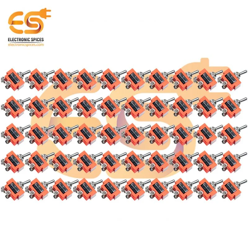 20Amp 250V 4 Pin Mini Toggle Switch ON / OFF, OrangeColor 50pcs