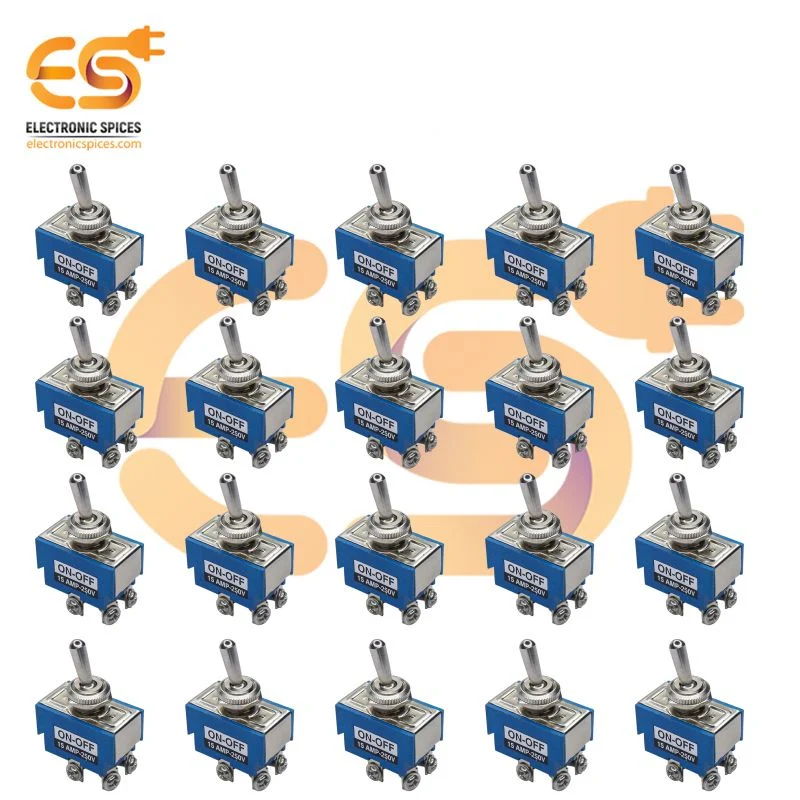 15Amp 250V 4 Pin Mini Toggle Switch ON / OFF, Blue Color 20pcs