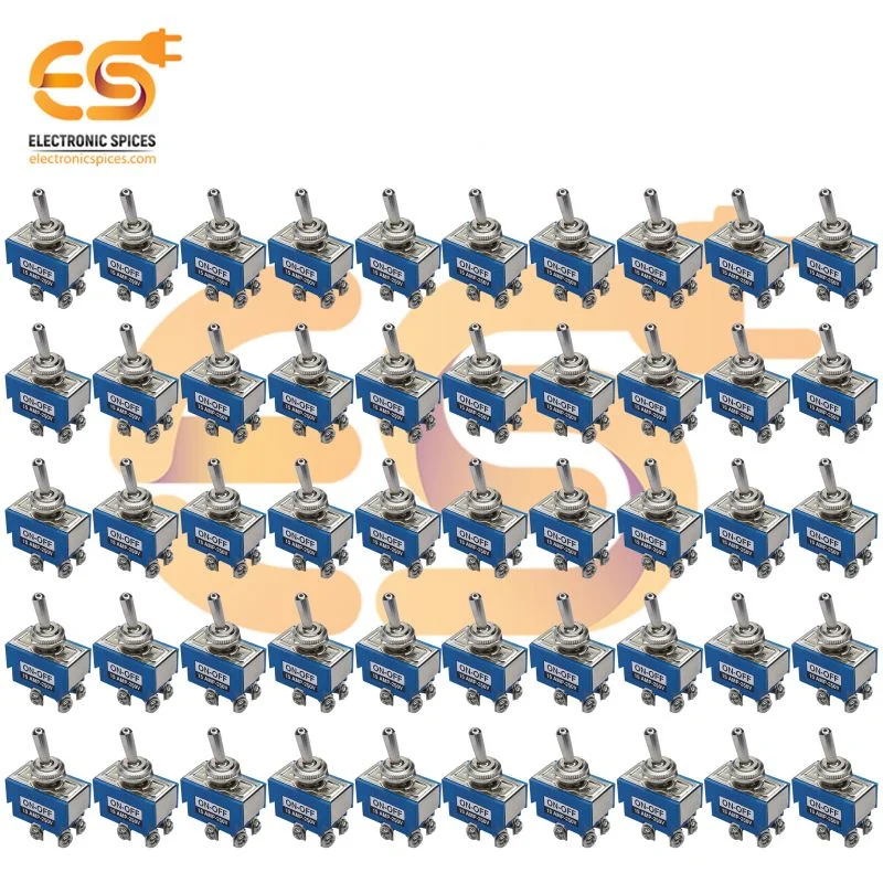 15Amp 250V 4 Pin Mini Toggle Switch ON / OFF, Blue Color 50pcs