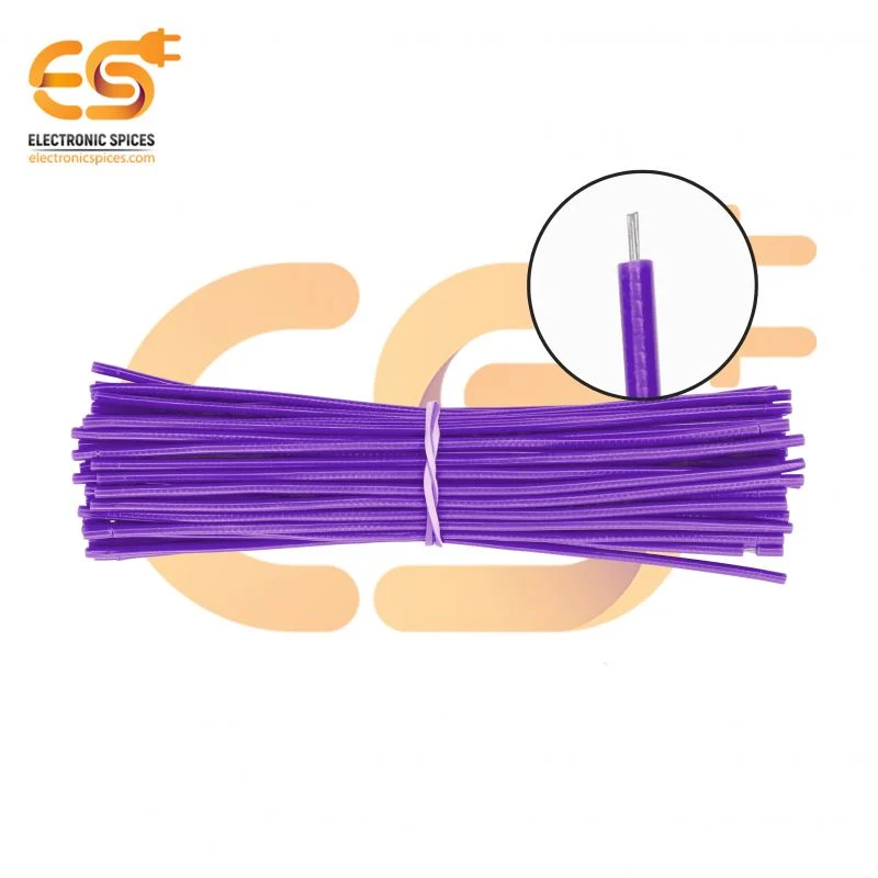 7/36 Copper Electrical Wire 28 AWG Purple Colour 10cm pack of 100pcs