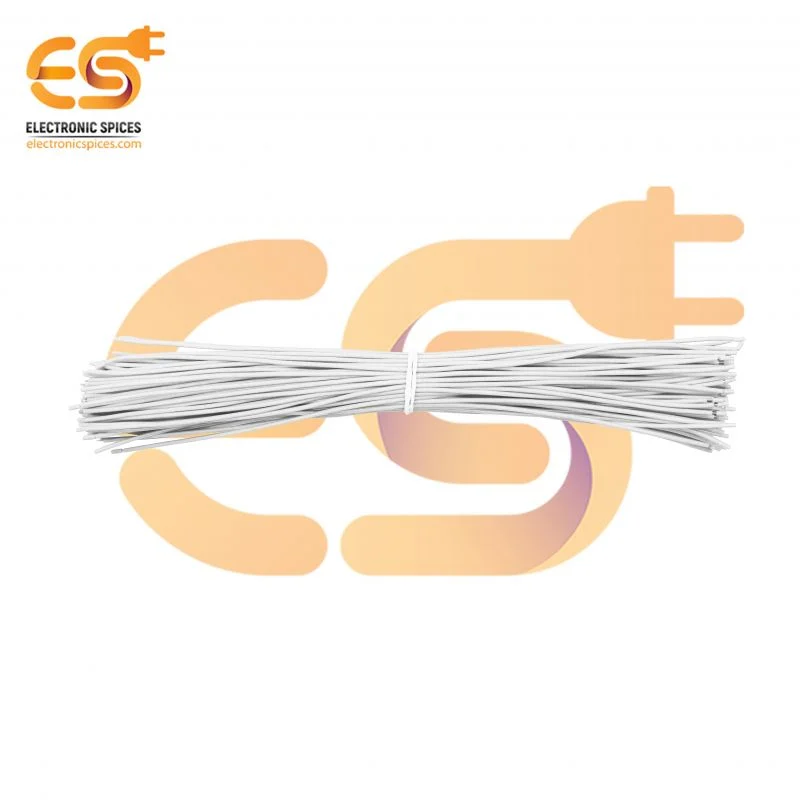 7/36 Copper Electrical Wire 28 AWG White Colour 20cm pack of 100pcs