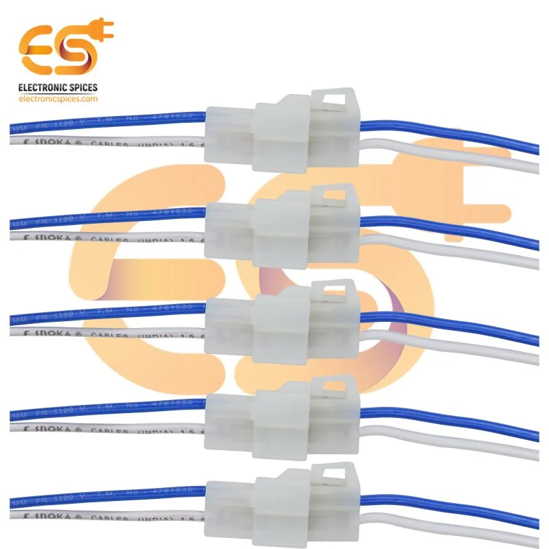 2 Pin JST Wire Connector 43.5mm Auto Wire Socket Male And Female Connector Plug Pair of 5 (18 inch)