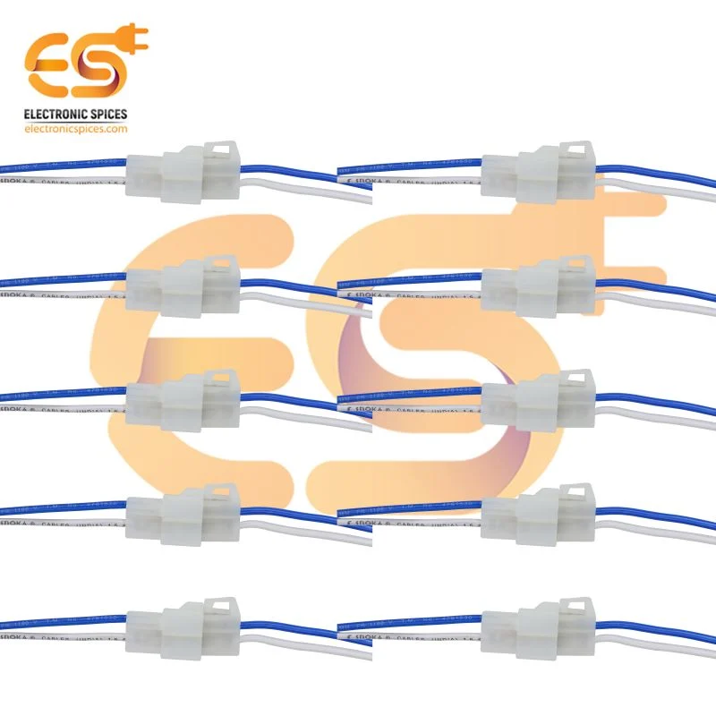 2 Pin JST Wire Connector 43.5mm Auto Wire Socket Male And Female Connector Plug Pair of 10 (18 inch)