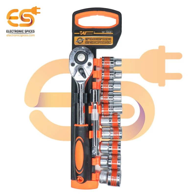 12 Pieces 1/2th Inch Ratchet Handle Professional Socket Set Wrench Car Repair Metal Wood Tool Set