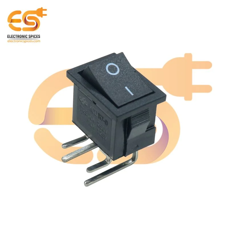 KCD117-D 6A 250V black color DPST Vertical rocker switch