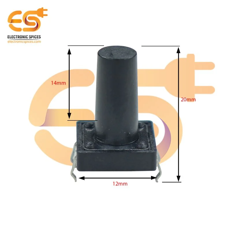 12 x 14 x 20mm Black color tactile momentary push button switches pack of 10pcs