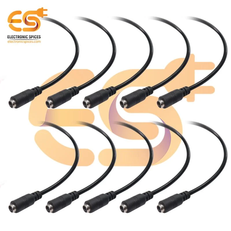 5.5mm Female DC Pin Jack Cable Connector With Wires Pack of 10