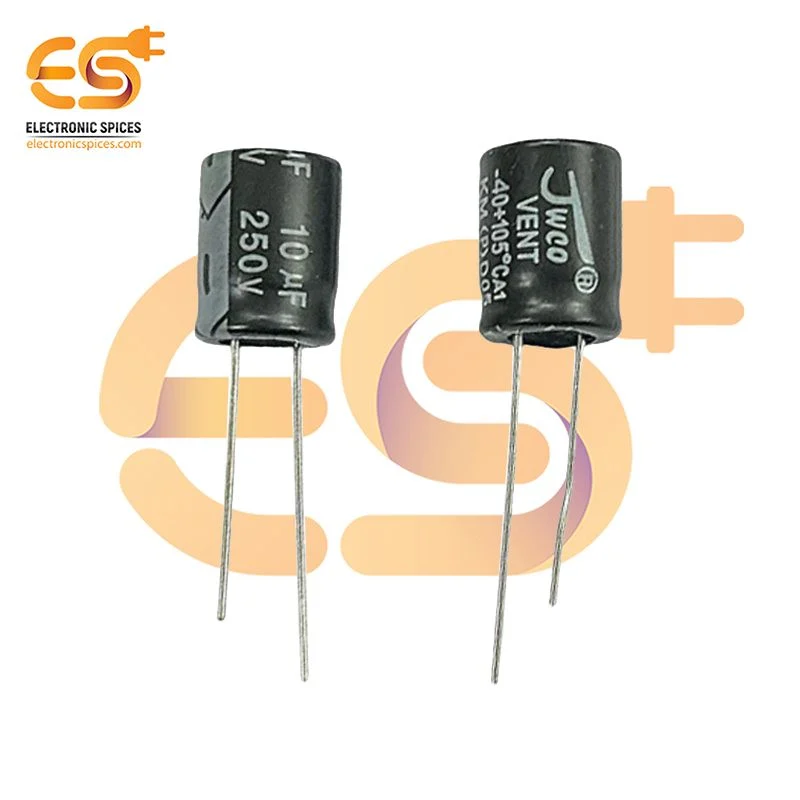 10uf / 250V Electrolytic Capacitors (10 X 13mm) Pack of 5