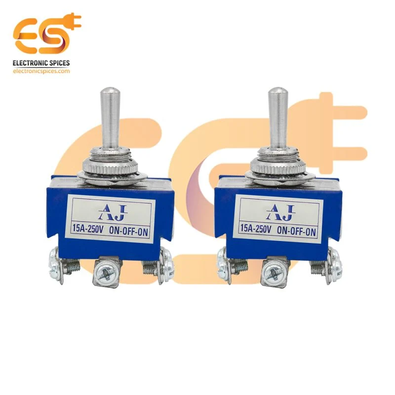 TEN1322 15A 250V 6 pin DPCO Heavy Duty Metal Body ON-OFF-ON Toggle Switch Pack of 2