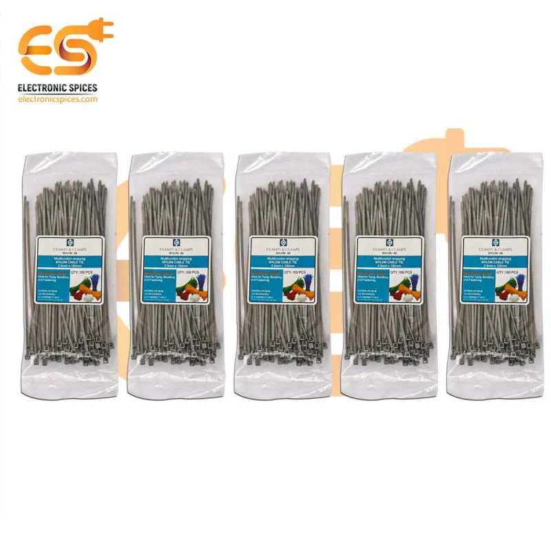 2.5mm x 150mm Grey color Multi-purpose Self locking Nylon 66 industrial grade cable tie pack of 500pcs