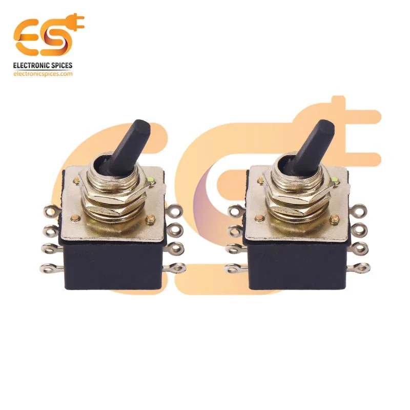 2A 8 pin DPDT Black color small toggle switch pack of 2pcs