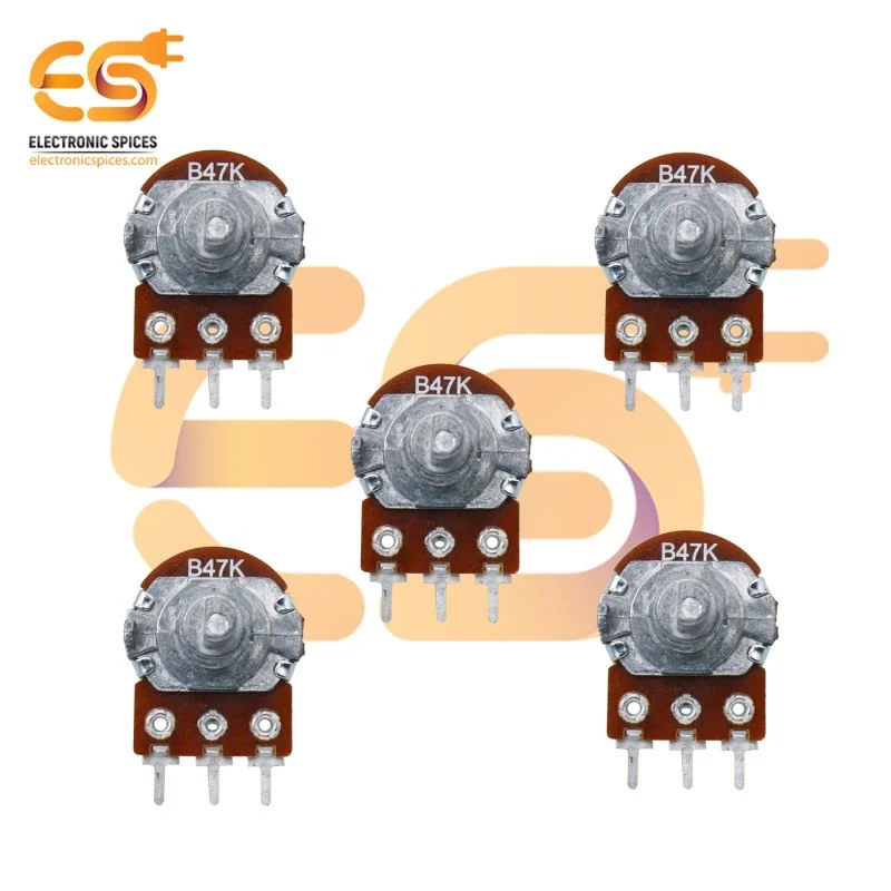 47K Rotary potentiometer D shape shaft handle 3 pin pack of 5pcs