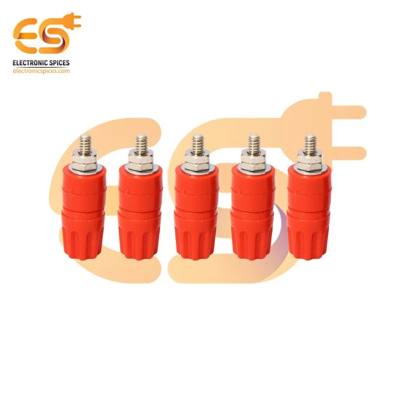 4mm 15A Red color Female socket banana connector pack of 5pcs