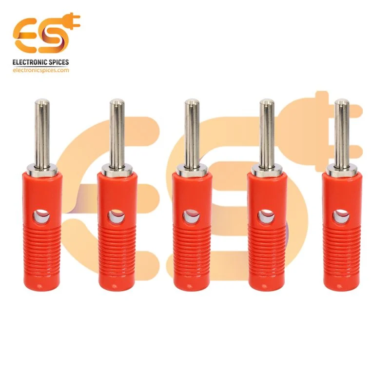 4mm 15A Red color Male plug banana connector pack of 5pcs