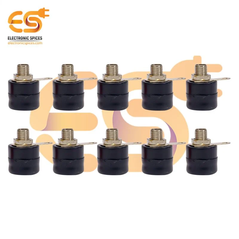 4mm 5A Black color Female socket banana connectors pack of 10pcs