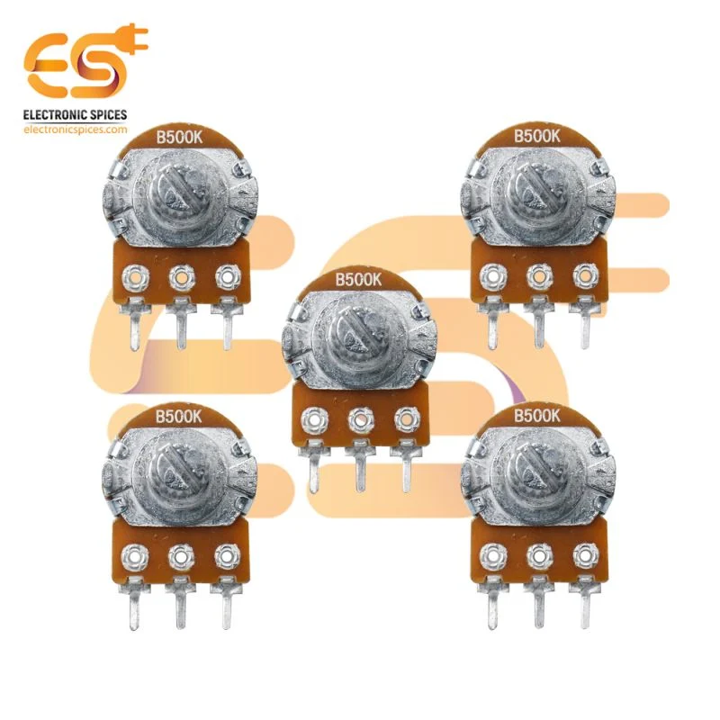 500K Rotary potentiometer round shaft handle 3 pin pack of 5pcs