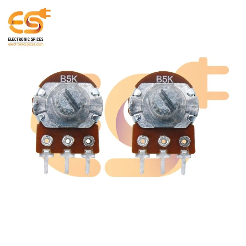5K Rotary potentiometer round shaft handle 3 pin pack of 2pcs
