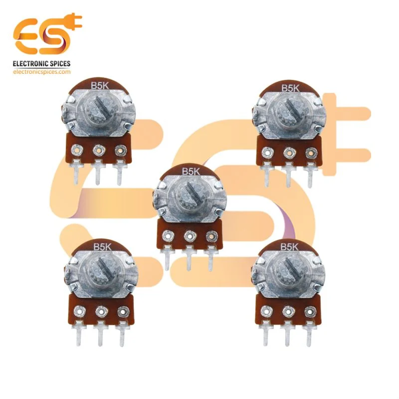 5K Rotary potentiometer round shaft handle 3 pin pack of 5pcs