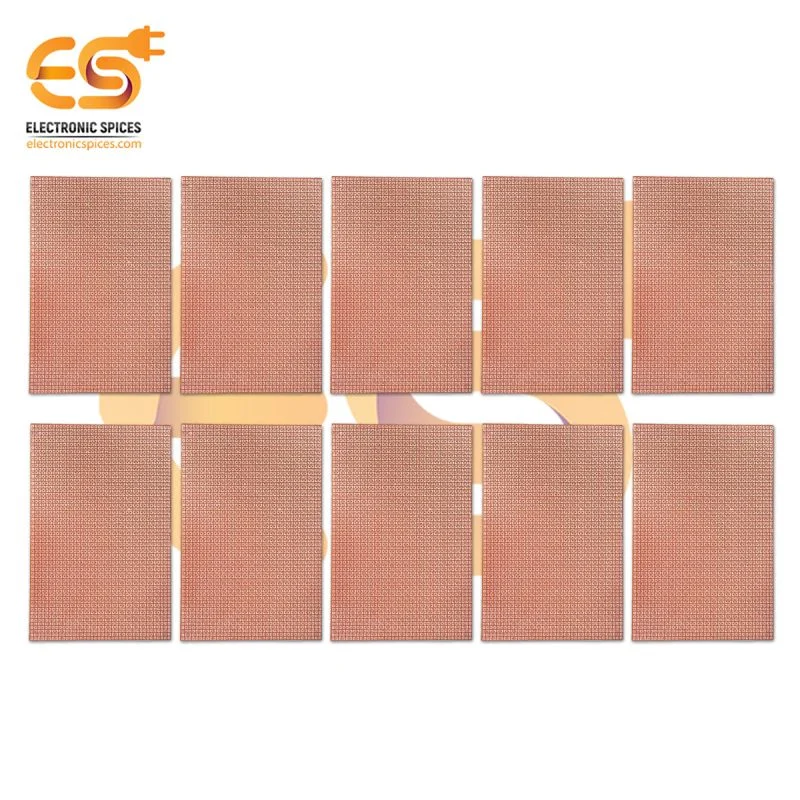 6 x 4 inch (15.3cm x 10.3cm) Copper clad single side 1mm pitch printed circuit boards or PCB pack of 10pcs