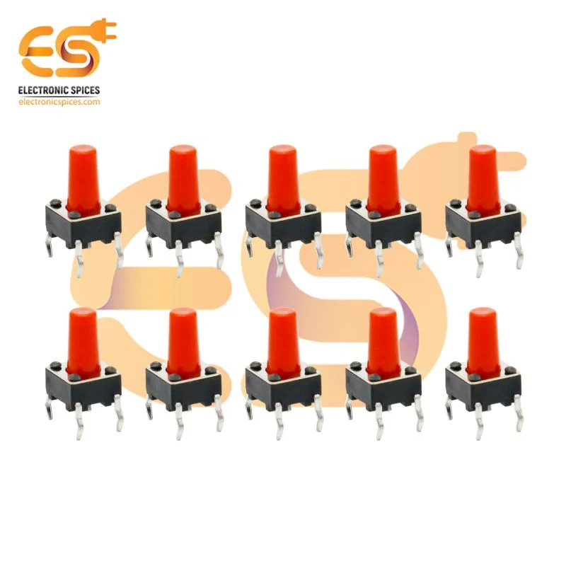 6 x 6 x 10mm Red color tactile momentary push button switches pack of 200pcs