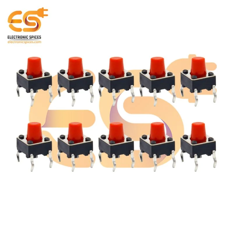 6 x 6 x 6mm Red color tactile momentary push button switches pack of 200pcs