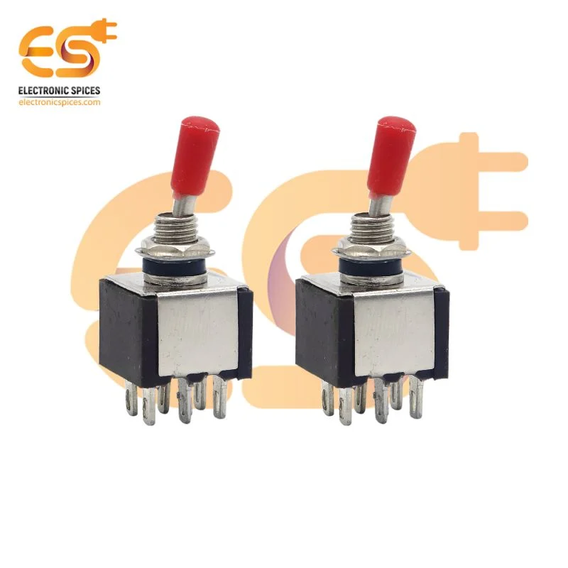 MTS201 3A 125V 6 pin DPDT metal body mini toggle switch pack of 2pcs