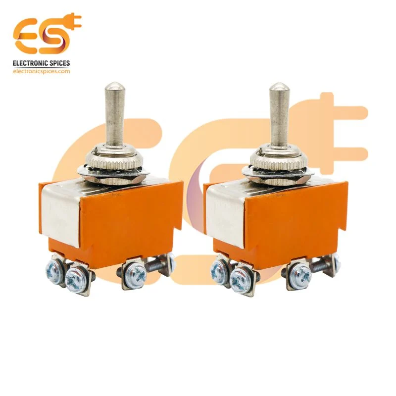 TEN1322 10A 250V 6 pin DPCO heavy duty metal body toggle switch pack of 2pcs