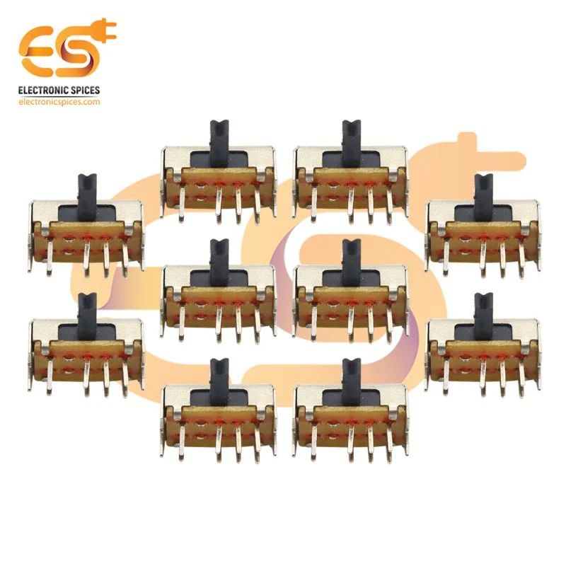 SK23D07 0.5A 50V DP6T 8 pin L shape metal body panel mount plastic handle slide switches pack of 20pcs