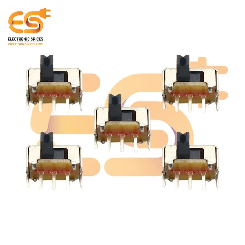 SS12D07 0.3A 30V SPDT 3 pin L shape metal body panel mount plastic handle slide switch pack of 5pcs