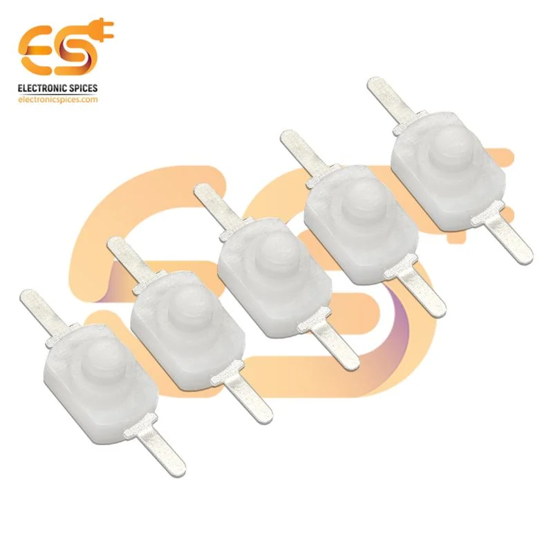 White color 1208YD 8mm metal plate 1A 30V SPST self locking tactile switch pack of 5pcs