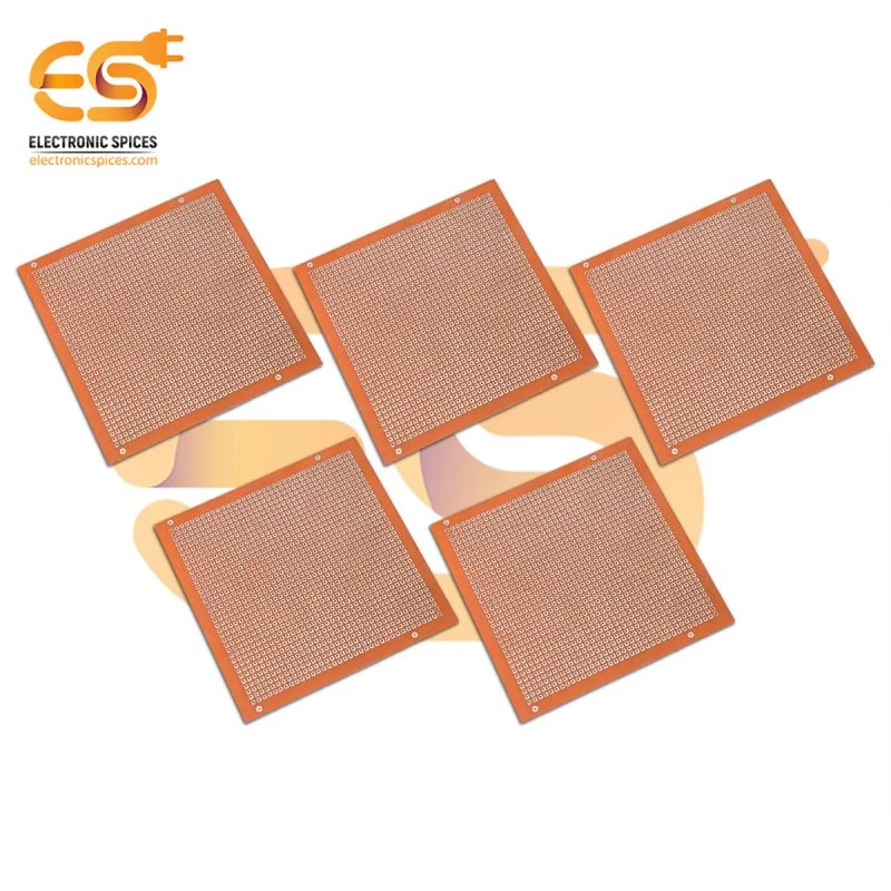 4 x 4 inch (10.3cm x 10.3cm) Copper clad single side 1mm pitch printed circuit board or PCB pack of 5pcs