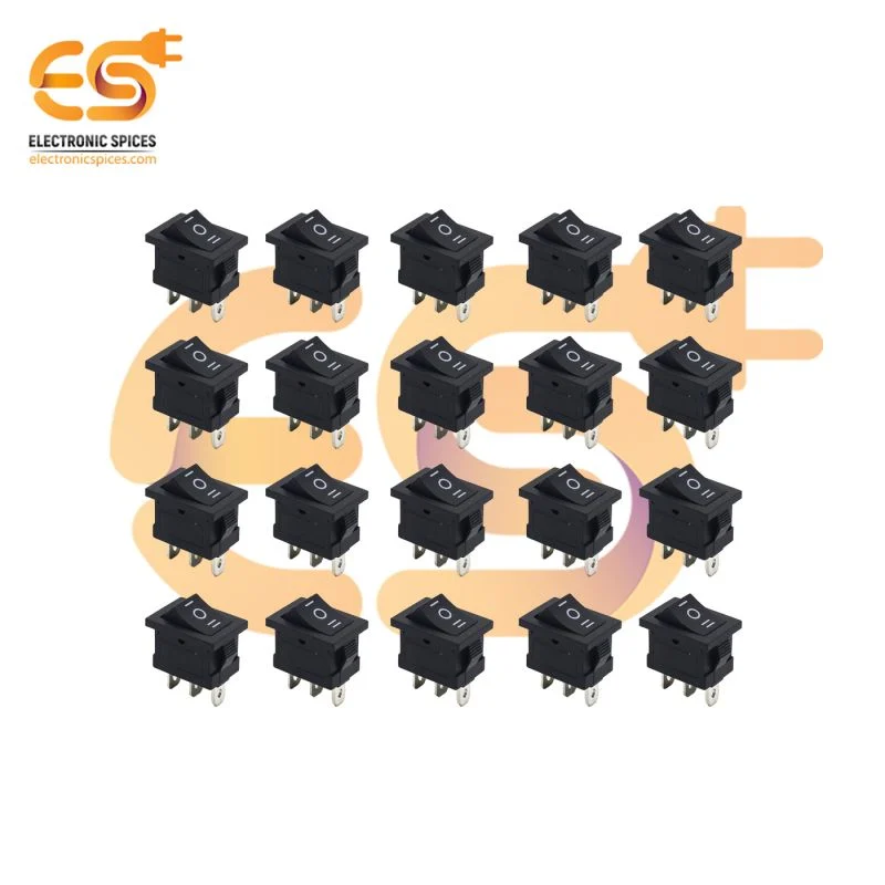 KCD1 6A 250V black color 3 pin SPCO small plastic rocker switches pack of 10pcs