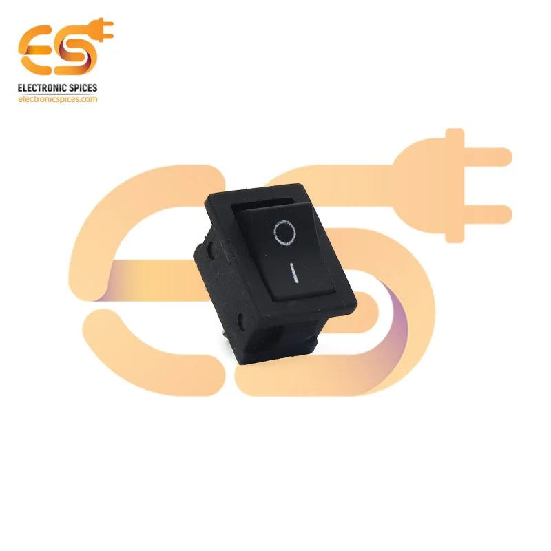 KCD1-B101 6A 250V AC black color 2 pin SPST small plastic rocker switch pack of 5pcs