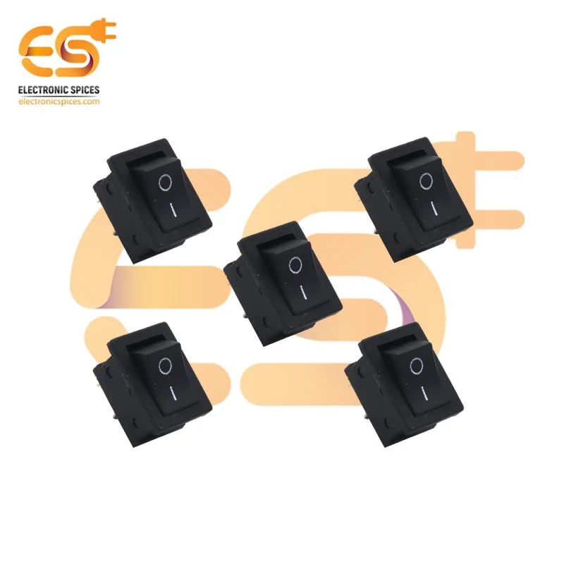 KCD1-B101 6A 250V AC black color 2 pin SPST small plastic rocker switches pack of 10pcs