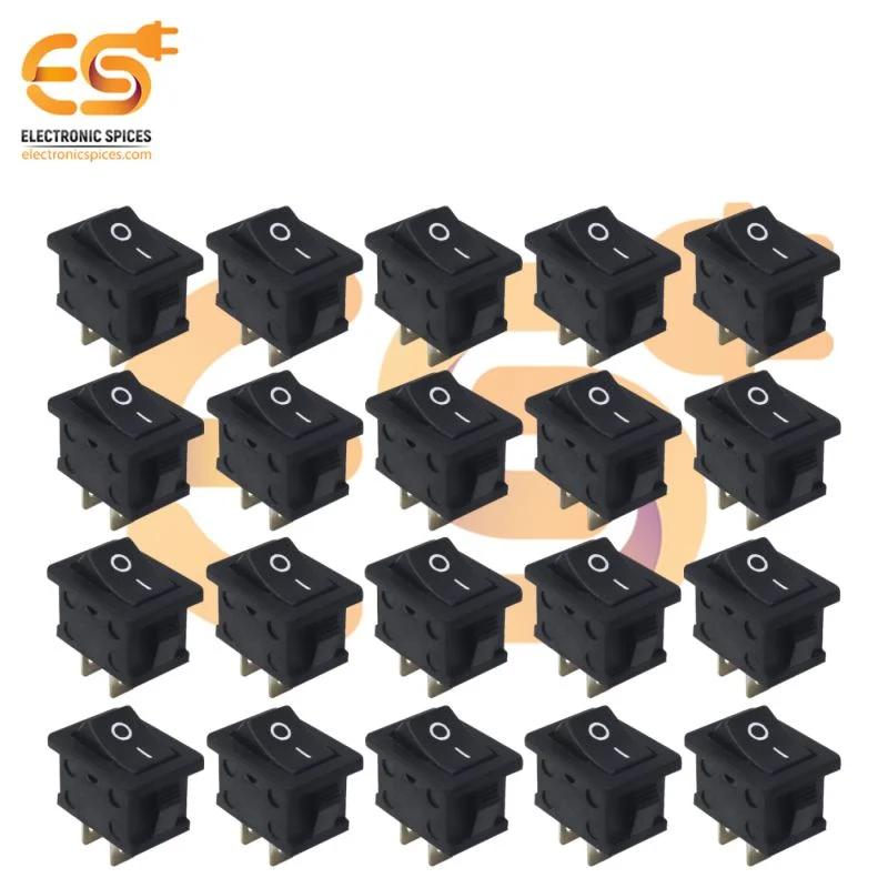 MADE IN INDIA 6A 250V AC Black color 2 pin SPST small plastic rockers switches pack of 100pcs