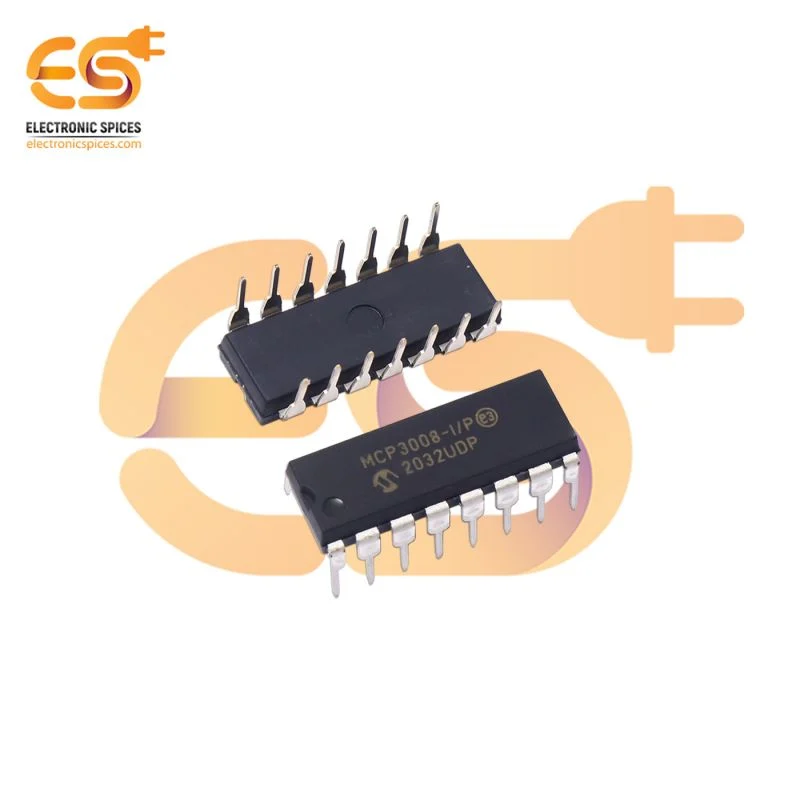 MCP3008 8 Channel 10 Bit A/D converter with SPI serial interface DIP 16 pin IC