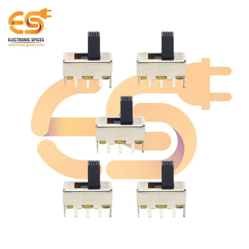SS12F44G6 0.3A 30V SPDT 3 pin metal body panel mount plastic handle slide switch pack of 5pcs