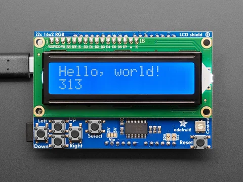 LCD Shield Kit w/ 16x2 Character Display - Only 2 pins used! - BLUE AND WHITE
