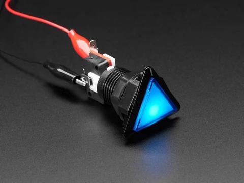 LED Illuminated Triangle Pushbutton A.K.A 1960s Sci-Fi Buttons - Blue