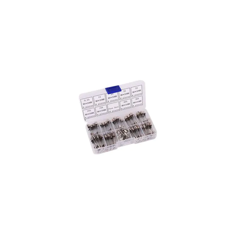 6.3mm X 30mm AGC 312, .25 X 1.25 INCHES, FUSE ASSORTMENT SET KIT 72 PCS .5-30 AMP