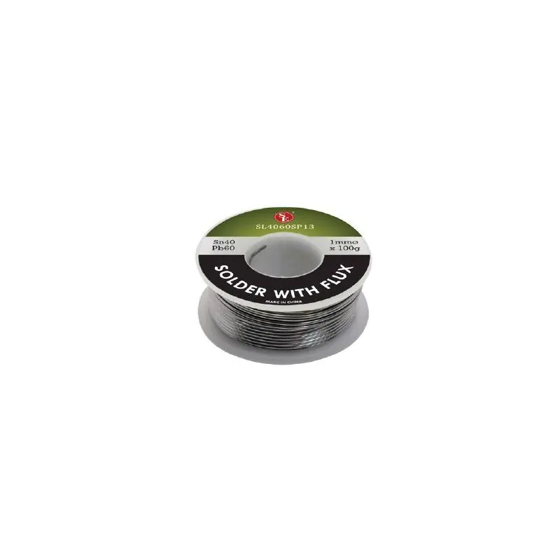 Pb60Sn40• Solder Weight: 100 grams• Solder Diameter: 1mm• Flux Coated
