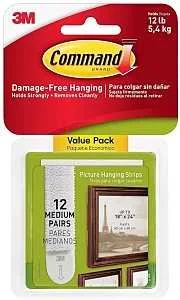 Medium Picture Hanging Strips White 2-3/4 in x 3/4 in