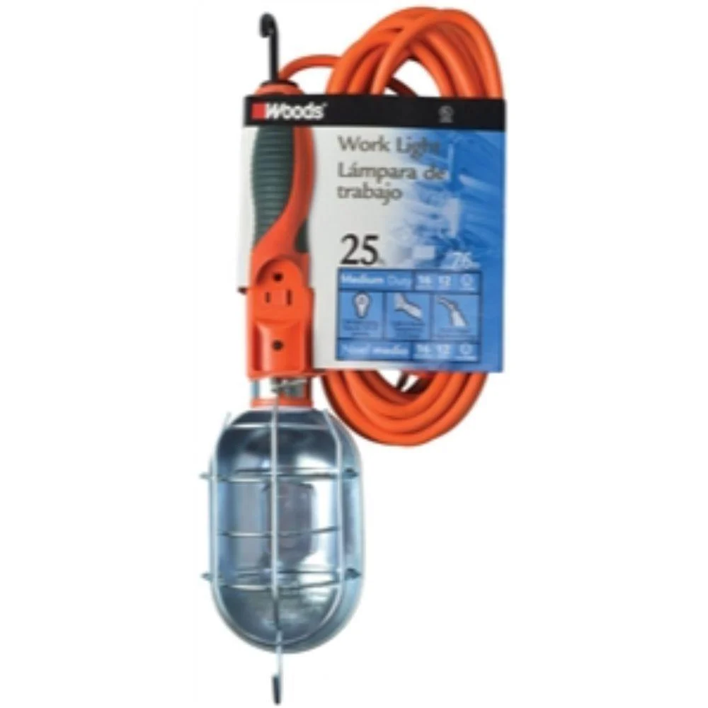 METAL CAGE WORK LIGHT WITH OUTLET
