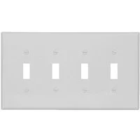 Mid-Size 4-Gang Polycarbonate Wallplate, White 4.875 x 8.563 in