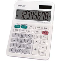 Mini Desktop Calculator 8-Digit Angled LCD White Dual Power