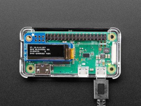Mini Monochrome PiOLED Ad Blocking Pi-Hole Kit - No Soldering!